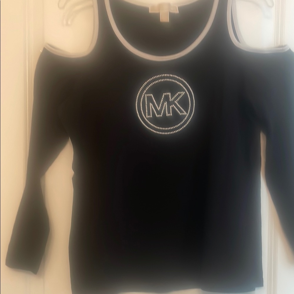 Michael Kors Black Cold Shoulder Top with Logo